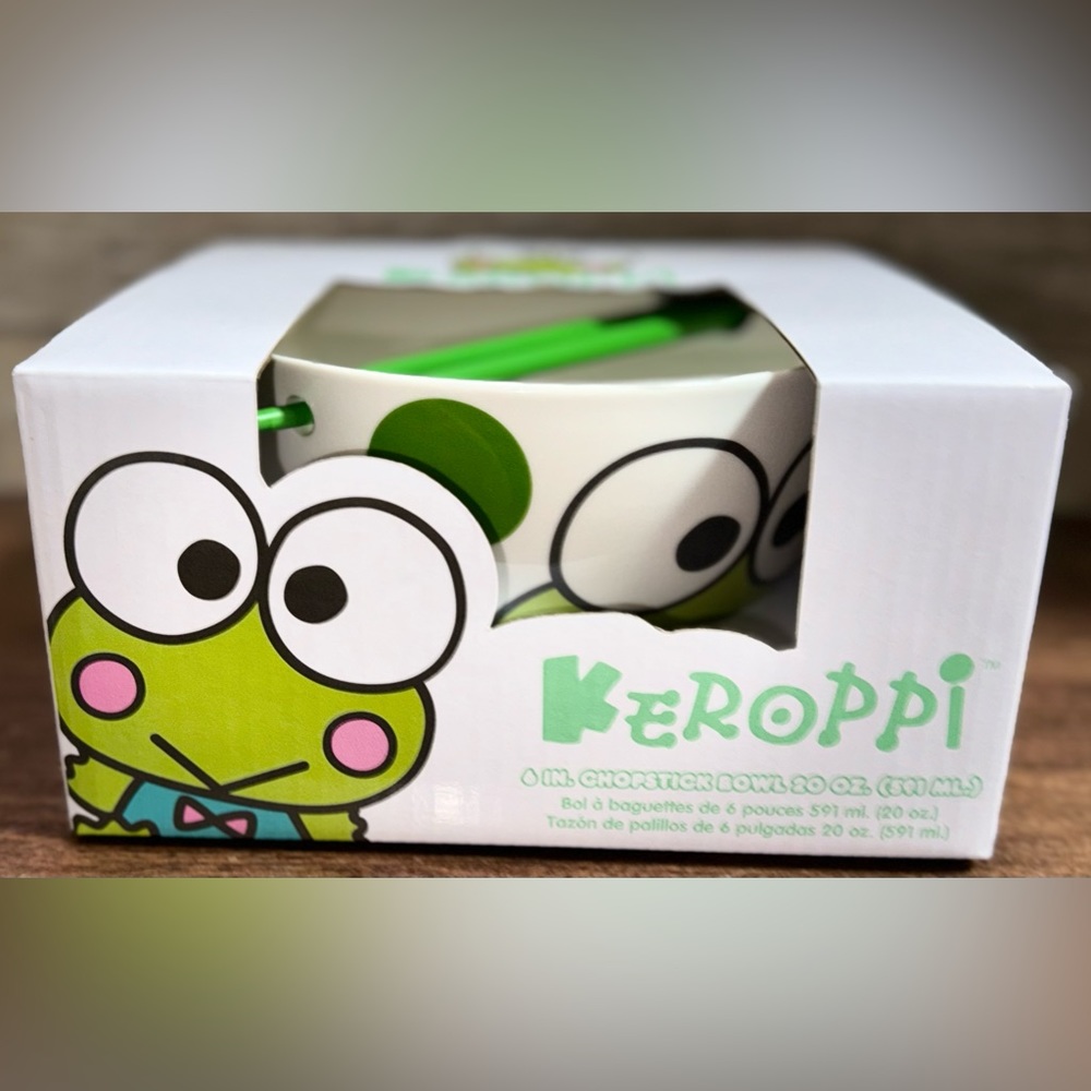 Super Cute 🥰 Keroppi Ramen Bowl with Chopsticks - NEW